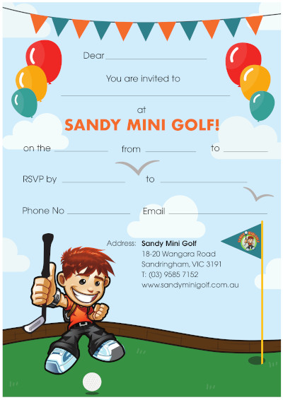 Sandy Mini Golf Party Invitations (Boy)